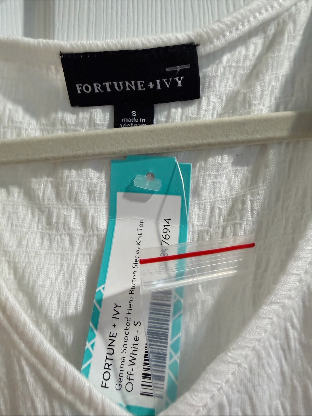 Textured White Button-Shoulder Tunic Top - Picture 2 of 9